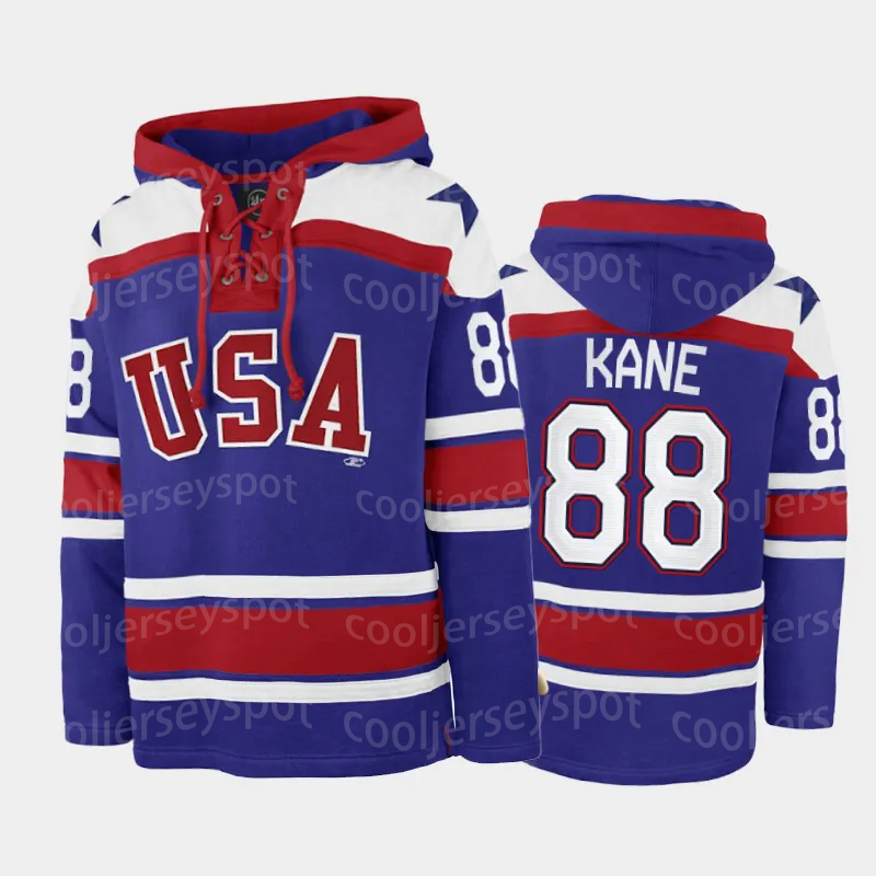Custom USA Hoodie Jersey Cole Caufield Blake Wheeler Mike Modano Jack Hughes Matthew Boldy Patrick Kane Any Name Number