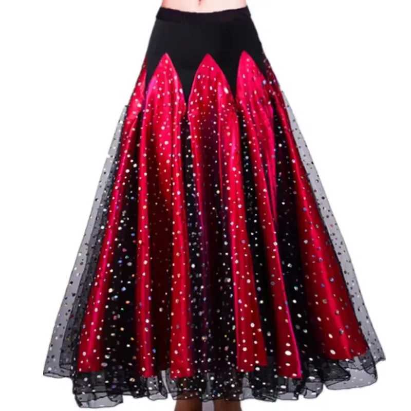 Skirts 720 degree modern swing technique for women waltz ballroom dance practice long dr female ballroom dance semi skilled bright film long dr Y25031