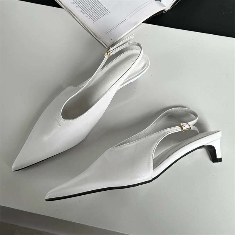 Eilyken Designer Pointed Toe Buckle Strap Pumps Women Sexy Thin Low Heels Elegant Banquet Dress Mule Ladies Shoes