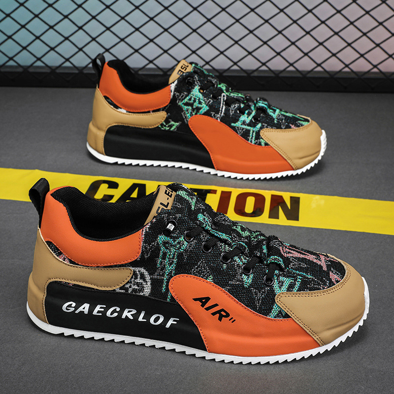 Free shipping 2025 summer new men fashion sneakers black white orange sport shoes breathable athleisure runners trainers men size 39-44 hot sale