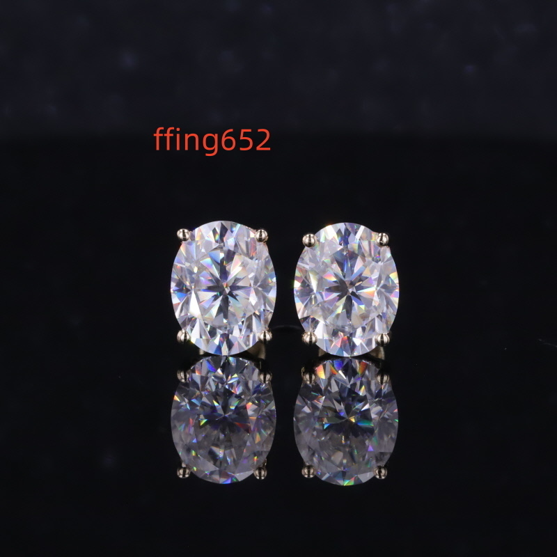 14K Gold Earring Each Moissanite 0.5ct 1ct 1.5ct 2ct Oval Loose Moissanite Diamond Stud Earring