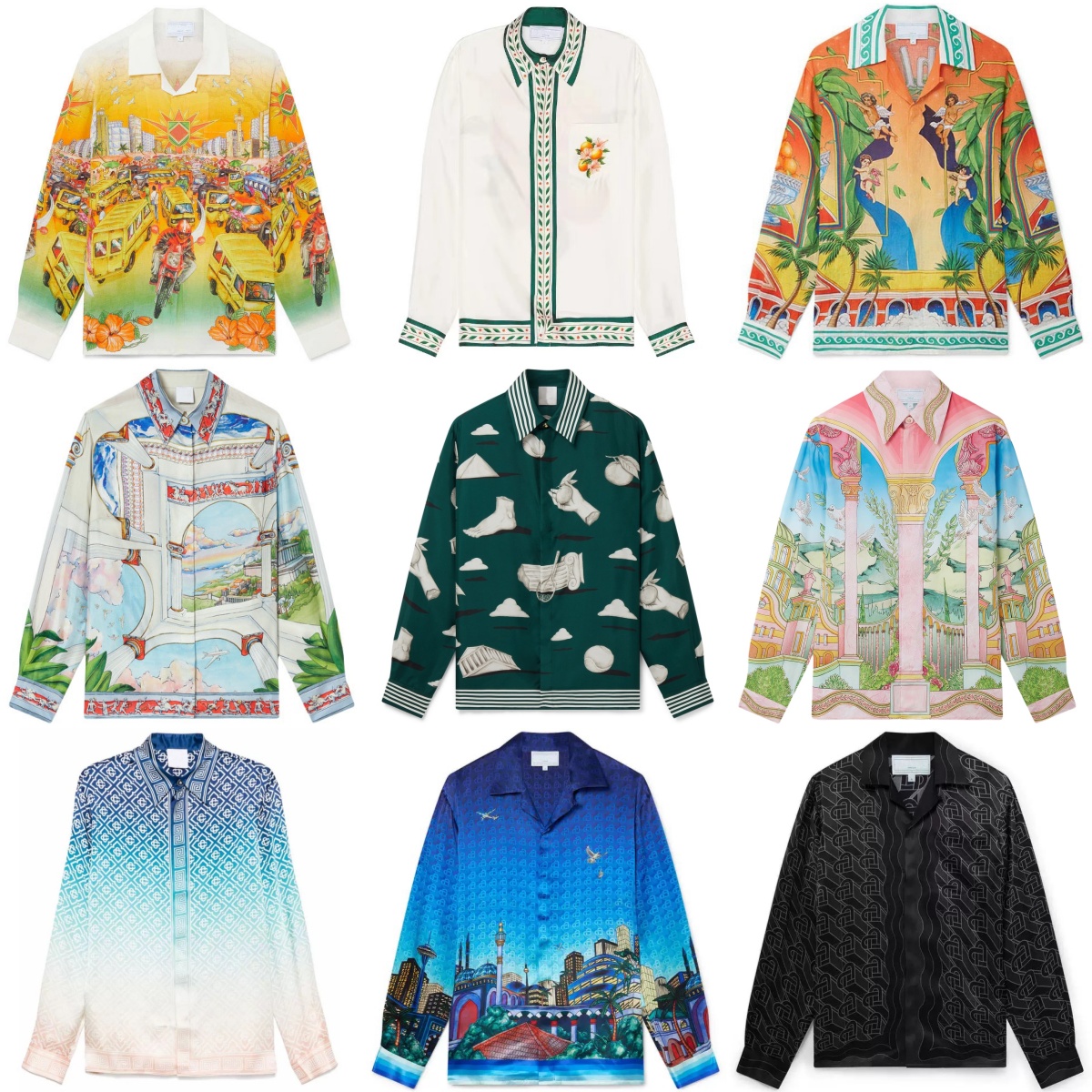 Designer Silk Shirts Printed Hawaii Casual Loose Men and Women Button Up Long Sleeve Shirt Beach Outwears
