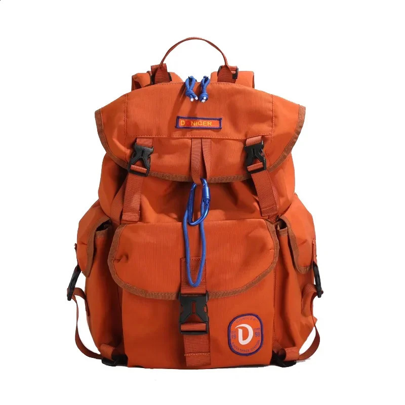 Shiny orange high-quality nylon backpack string waterproof large capacity casual outdoor bag suitable for neutral thermal Mochila 250313