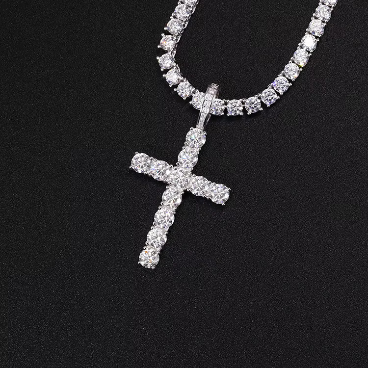 RTS VVS Moissanite Cross Pendant for Necklace 2mm 3mm 4mm 5mm S925 Sterling Silver Iced Out Diamond Hip Hop Cross Pendant