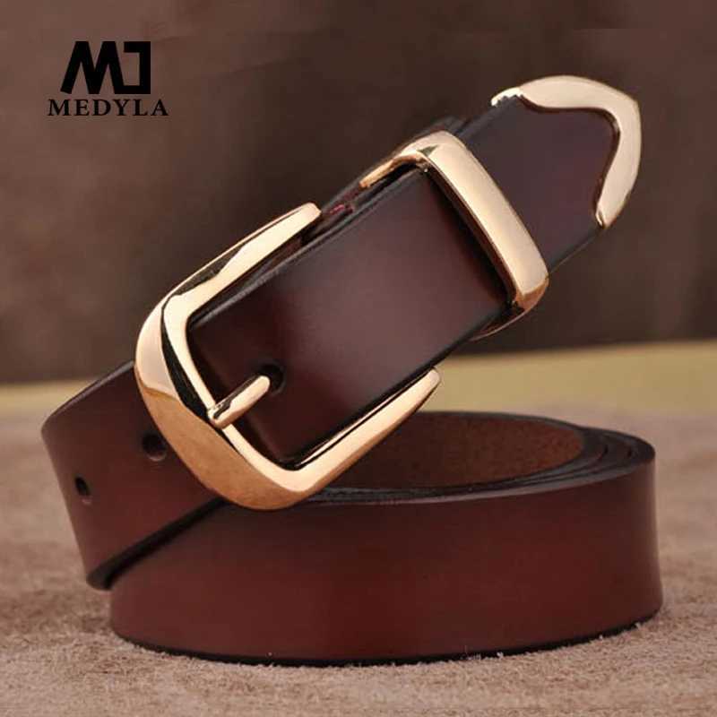 MEDYLA WENS genuine leather fashionable retro belt high-quality luxury brand womens alloy buckle casual jeans belt X250314