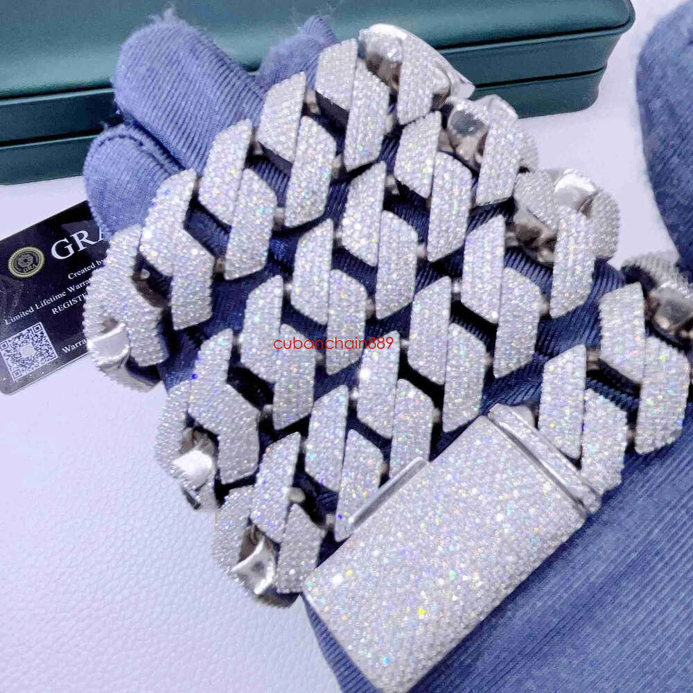 Chain Cuban Necklace Vvs Jewelry Custom Designer K Moissanite Iced Out Sterg Sier Pass Dia Test Hip Hop Chains For Men Jewelery S 7B80