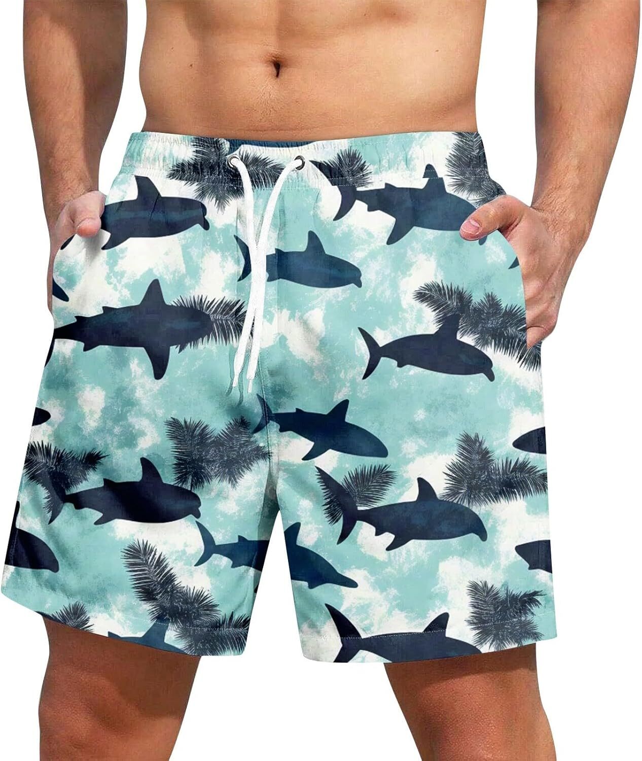 Men Swim Trunks 2025 Quick Dry Comfy Loose Hawaiian Seaside Vacation Board Shorts with Pockets handsome handsome