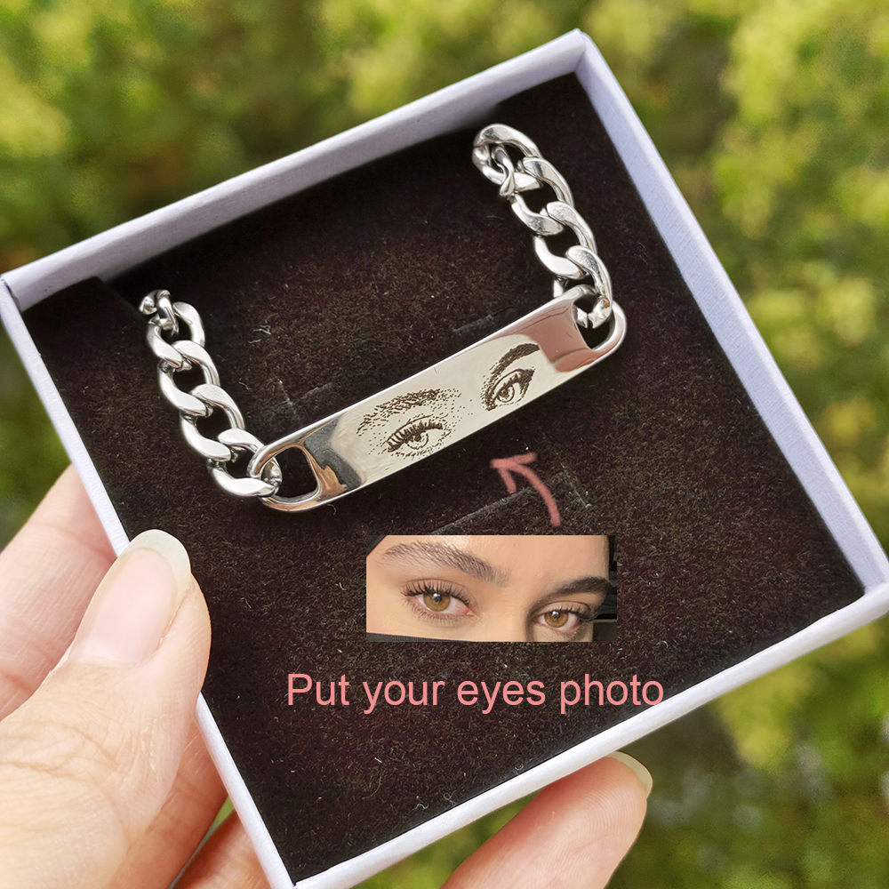 Sterling Silver Custom Eyeball Design Bracelet for Special Bonds Perfect Personalized Gift Idea for Him/Her