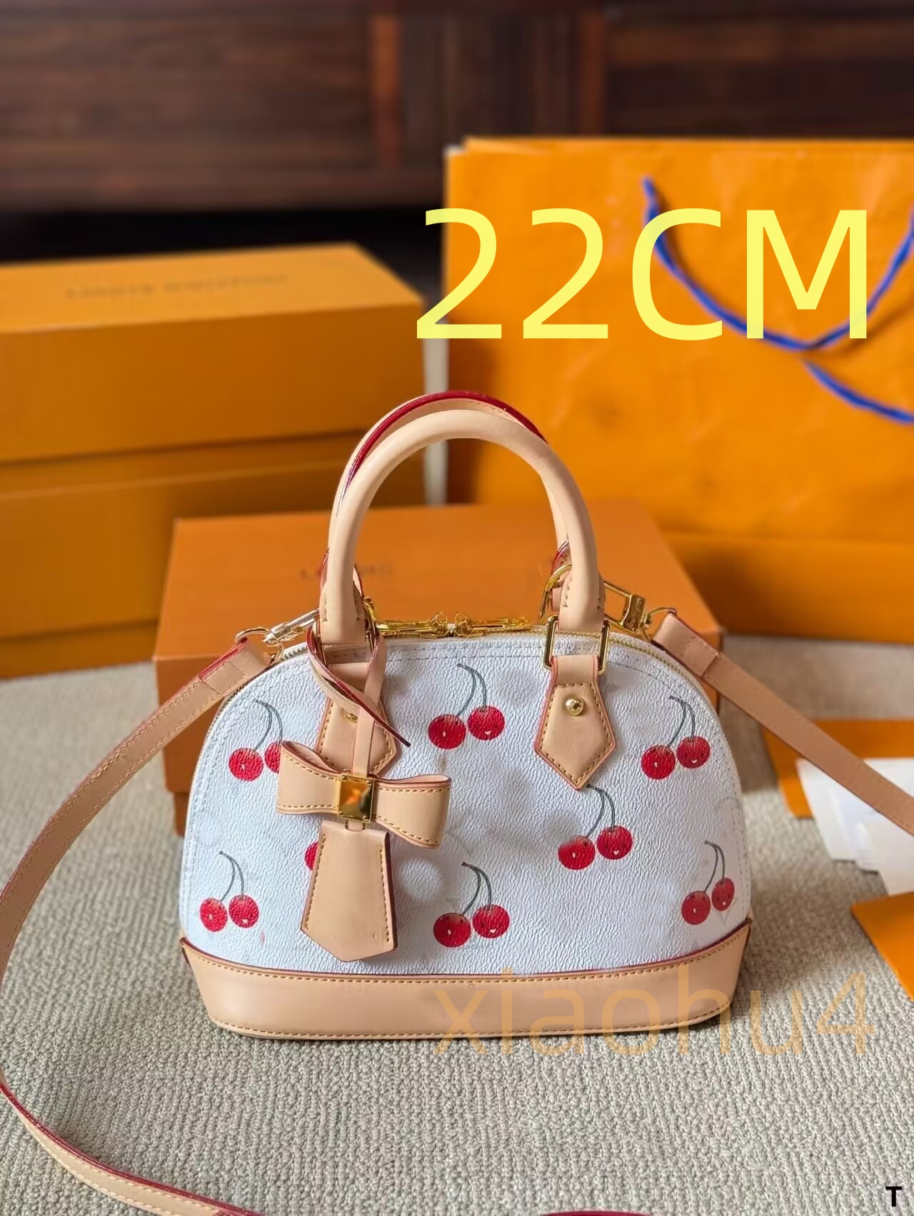 Elegant Ladies' Shell - Style Handbag with Cherry Pattern for Shoulder Carry Women Leather Crossbody Shoulder Bags