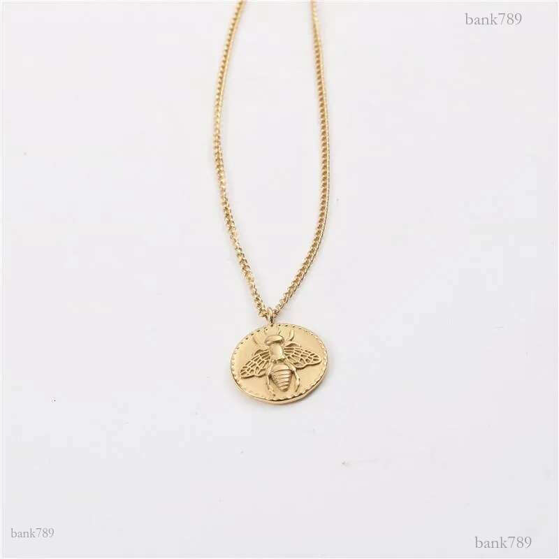 Pendant Necklaces Joolim Jewelry PVD Gold Finish Fashionable Bee Coin Necklace Stylish Stainless Steel NecklacePendant