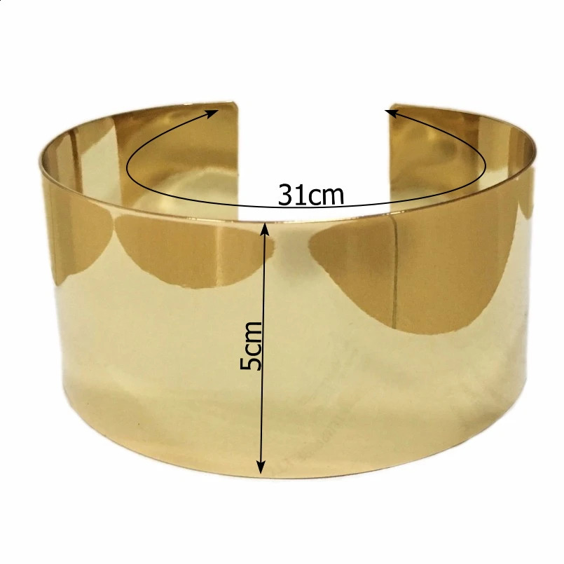 Metal Torque Choker Necklace Punk Fashion Wide Alloy Collars Statement Necklace For Women Party Accessories UKEN250305