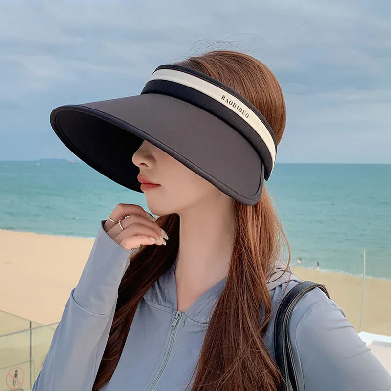 Summer UV Protection Ice Silk Sun Protection Hat Women Fashion Big Brim Fashion Solid Visor Beach Hat For Women Casquette 250311BJ - view 5
