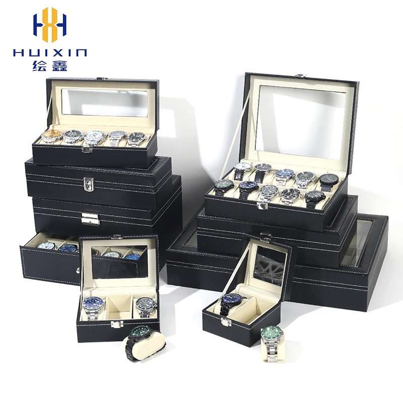 SONGMICS Watch Box 24-Slot Watch Case Lockable Watch Storage Box with Glass Lid Gift Idea Ink Black Synthetic Leather 241225