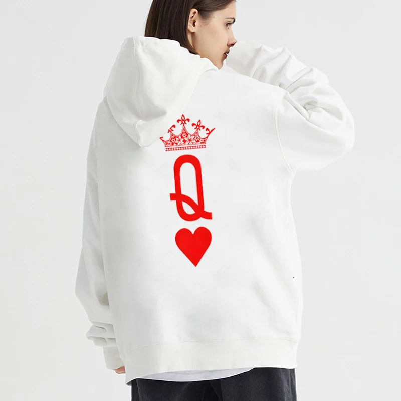 Couple Hoodies King Queen Print Sweatshirt Heart Crown Lovers Couples Hoodie Fashion Hooded Casual Matching Pullover Tracksuits 250314