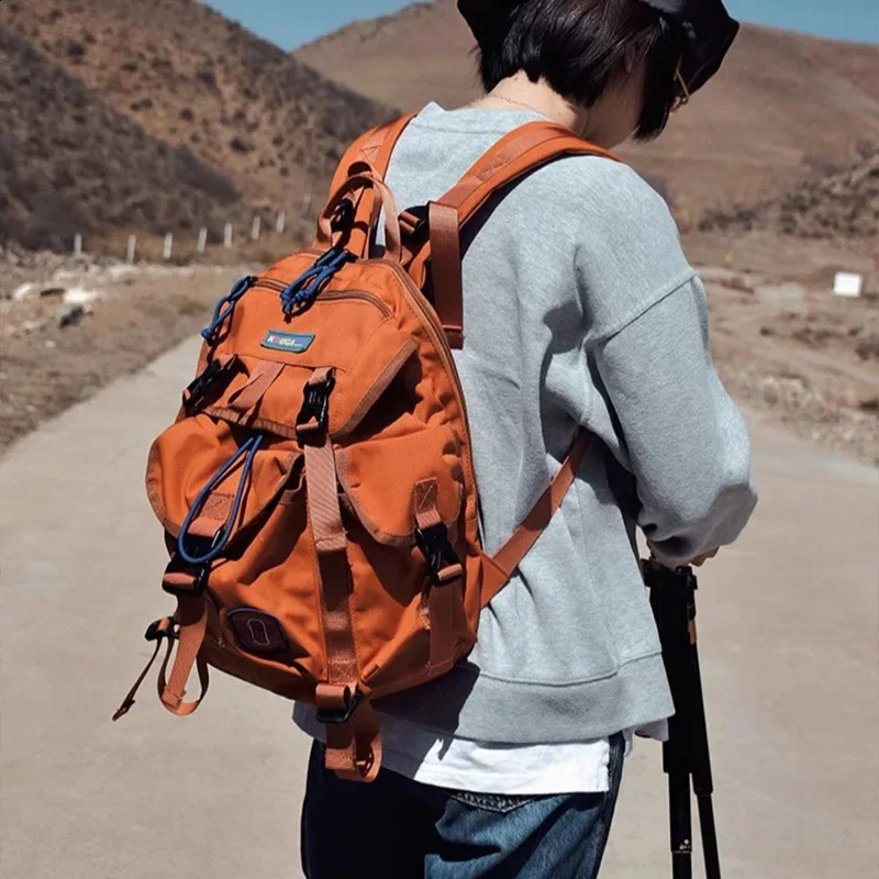 Shiny orange high-quality nylon backpack string waterproof large capacity casual outdoor bag suitable for neutral thermal Mochila 250313