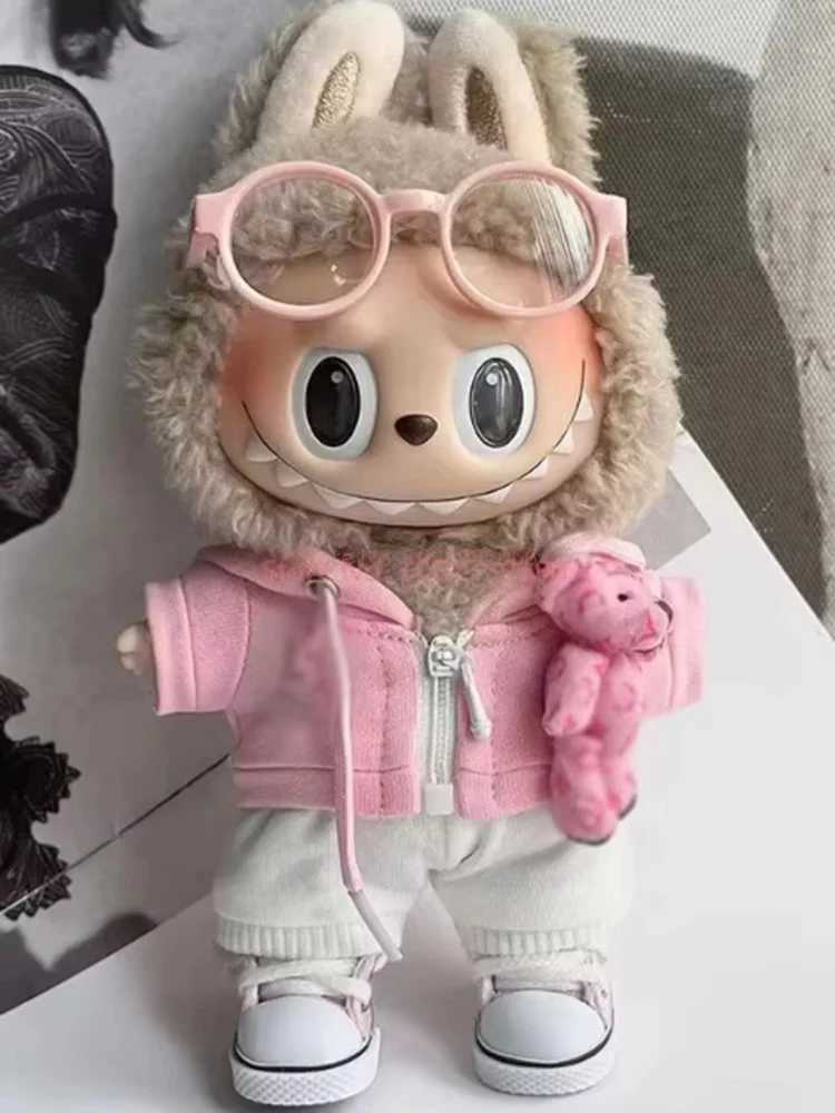 17cm Labubu Fashion Casual Hoodie Set Cute Doll Decorative Clothes Customized Labubu Limited Edition Sneakers Dressing giftT250313