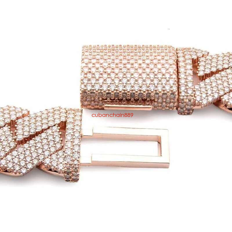 moissanite necklace 20mm Width 3 Row jewelry iced Out dia cuban k chain necklaces designer bracelet Free Shipping