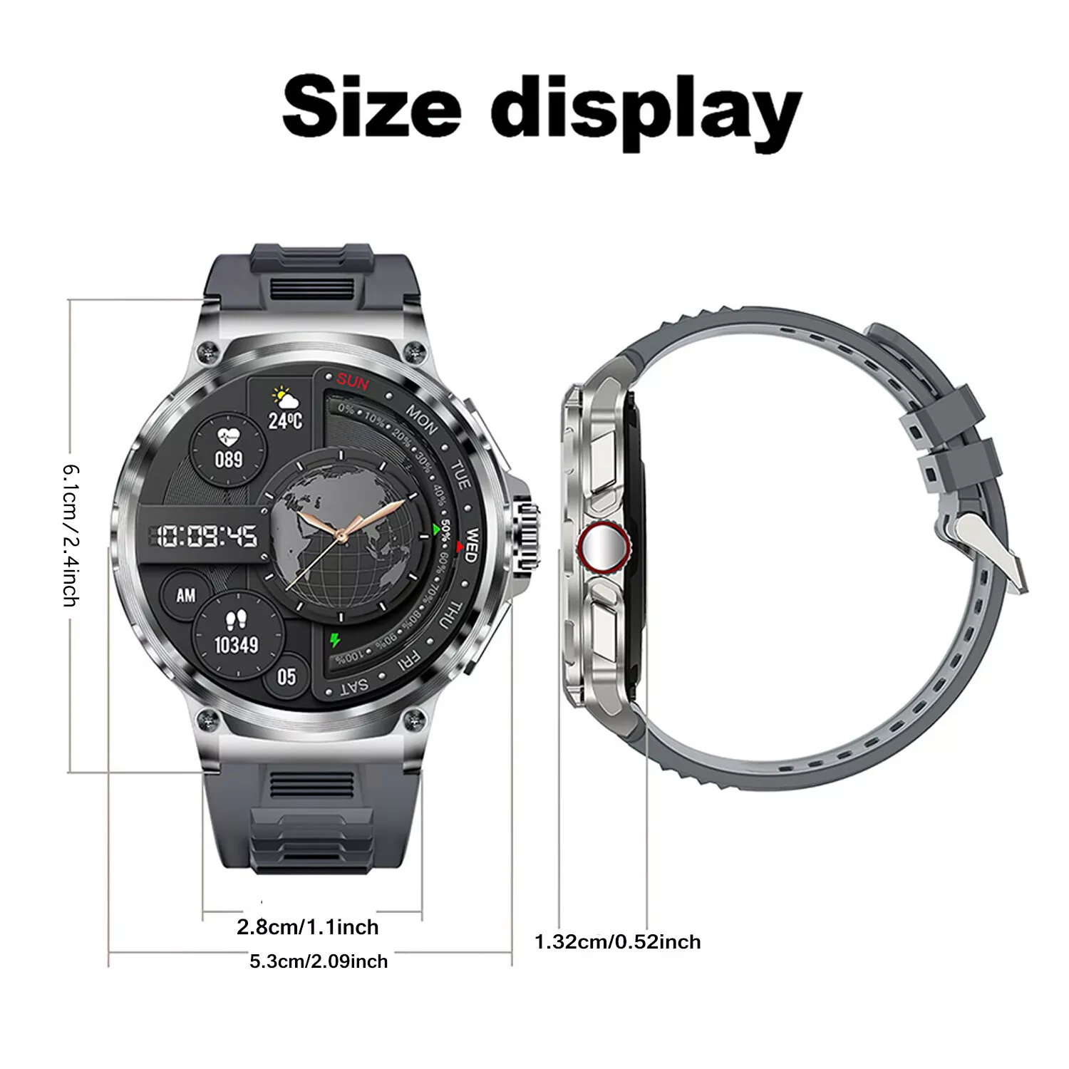 Indestructible Smart Call Watch Rugged Tactical Smartwatch Heart Rate Waterproof