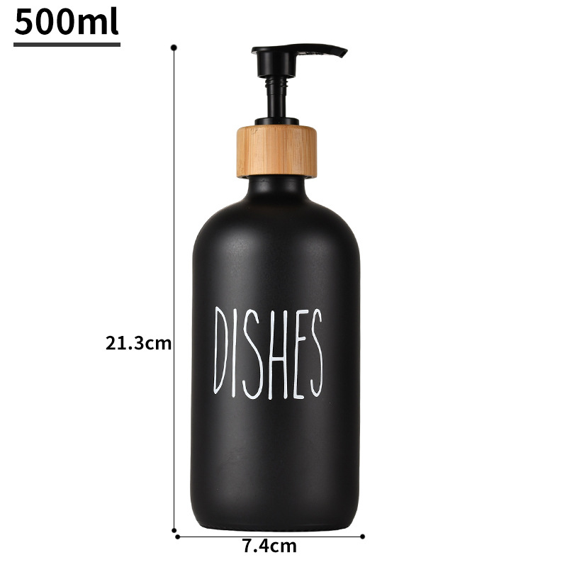Glass Soap Dispenser with Bamboo Pumps and Tray 2 Pack 16oz Dish and Hand Soap Dispenser Set for Kitchen Bathroom WLL2548