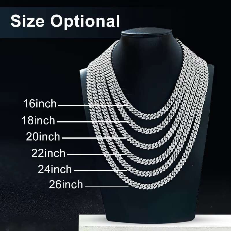 Hip Hop Jewelry Necklace Men D Color VVS Gold plated Mossanite k Cuban Moissanite Chain