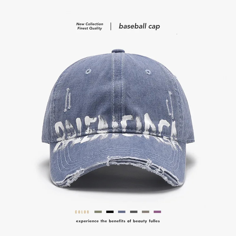 Hip hop Letters Soft Top Men Large Size Hole Baseball Cap Womens Outdoor Travel AllMatching Breathable Personality Peaked 250313
