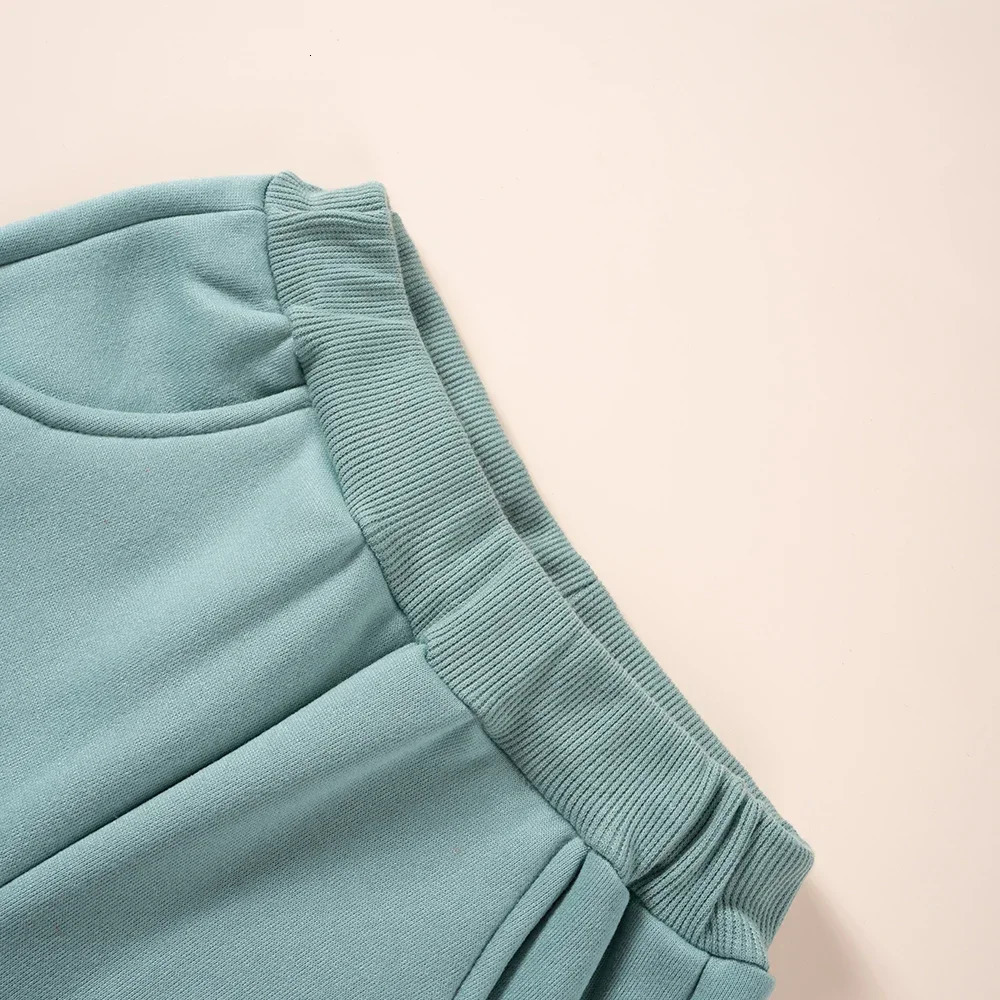 Winter Childrens Warm Big Heart Printed Plush Lining Comfortable Top And Pants 2Pcs Boys And Girls Daily Home Sports Set 250314