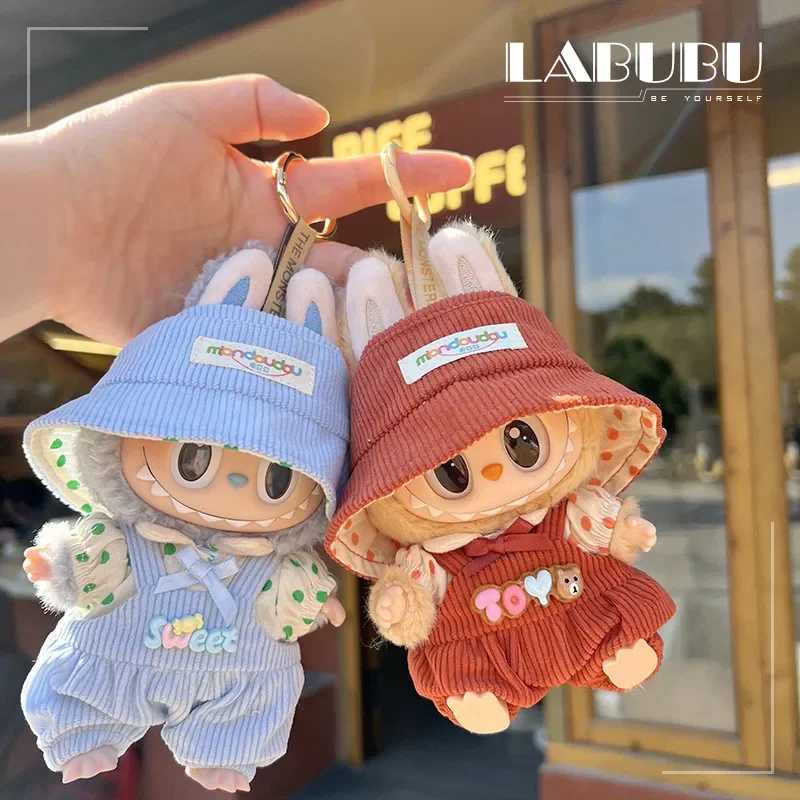 Doll Clothes Outfit Accessories Backpack Pant with Hat For 17cm Labubu V2 Mini Dolls Clothing Accessories Kid Toy Girl GiftT250313