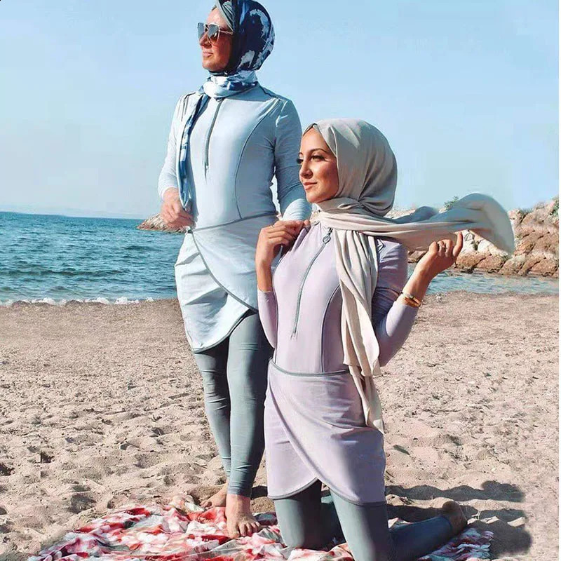 Muslim Modest Swimwear Hijab Swimsuit Women Swimming Suit Cover Ups Hijabs For Woman Islamic Long Sleeve Bathing Swim 250313