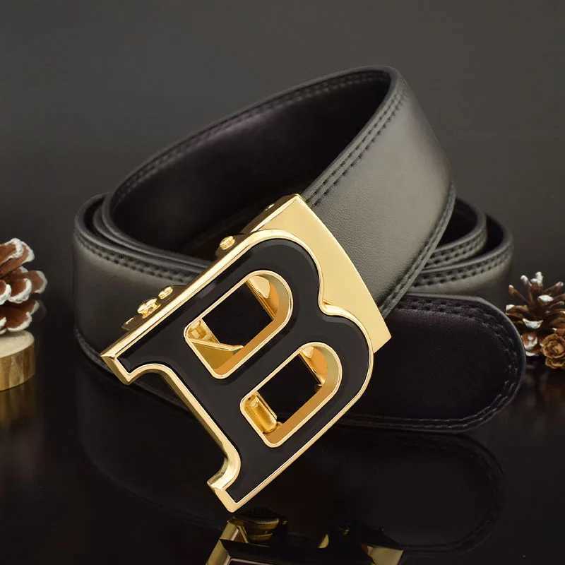 3.5cm high-quality mens business belt casual B authentic buckle leather double-layer denim matching mens suit belt X250314