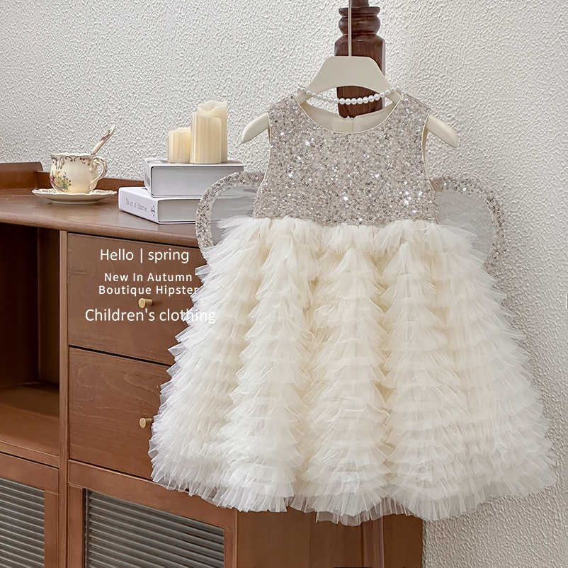 Girls' Dress 2025 Summer baby girls Fancy wings Super Fairy Children sequined Pompadour Princess dress