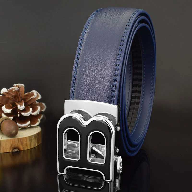 3.5cm high-quality mens business belt casual B authentic buckle leather double-layer denim matching mens suit belt X250314