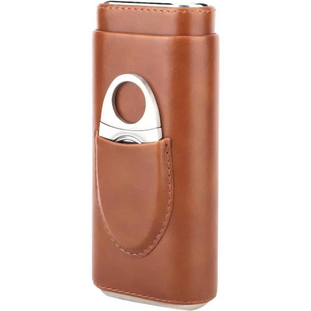 Cigar box portable cigar box cigar holder leather cigar box cedar wood lining with cutterC250314