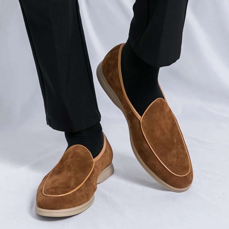 Autumn High-quality Suede Mens Loafers Simple Flat Casual Brand Nubuck Leather Outdoor Mocasin Party Wedding Shoes