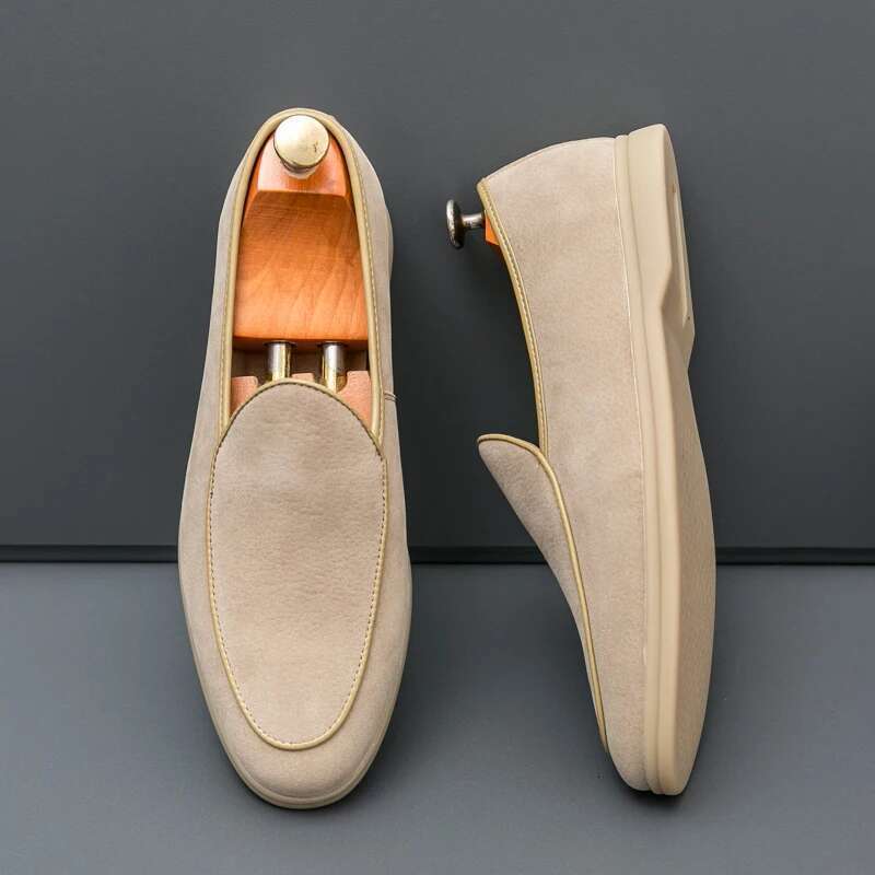 Autumn High-quality Suede Mens Loafers Simple Flat Casual Brand Nubuck Leather Outdoor Mocasin Party Wedding Shoes