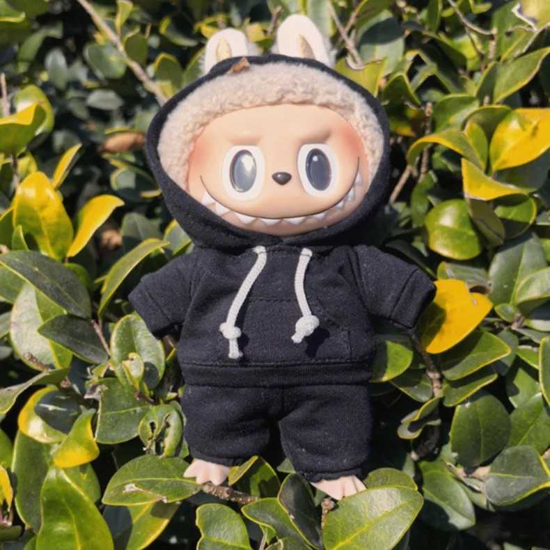 17cm Labubu Doll Costume Outfit Hoodie Sweatshirt Pants White DIY GiftT250313