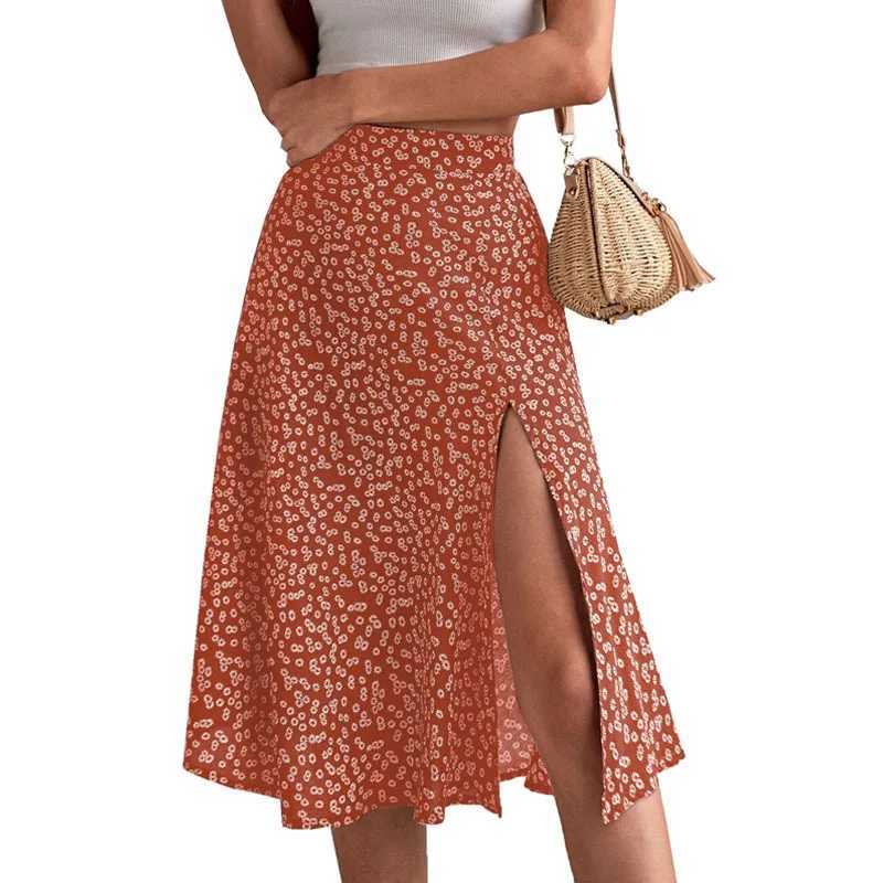 Skirts Jocoo Jol Women 2025 Summer Spring Boho Long Skirts Dr Floral Print Elastic Waist Split Sexy A Line Beach Maxi Skirt Y250314W8R4