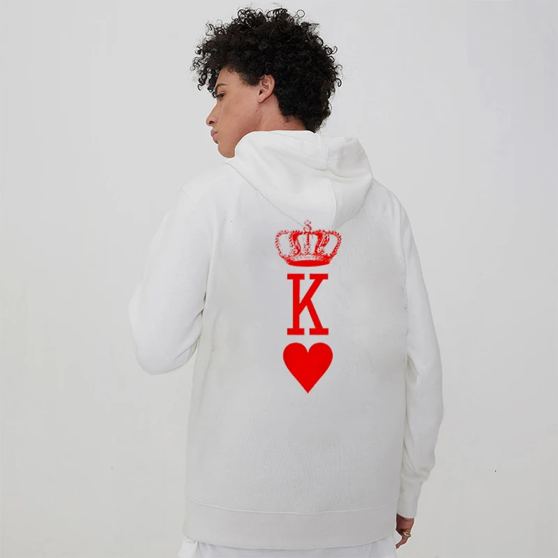 Couple Hoodies King Queen Print Sweatshirt Heart Crown Lovers Couples Hoodie Fashion Hooded Casual Matching Pullover Tracksuits 250314