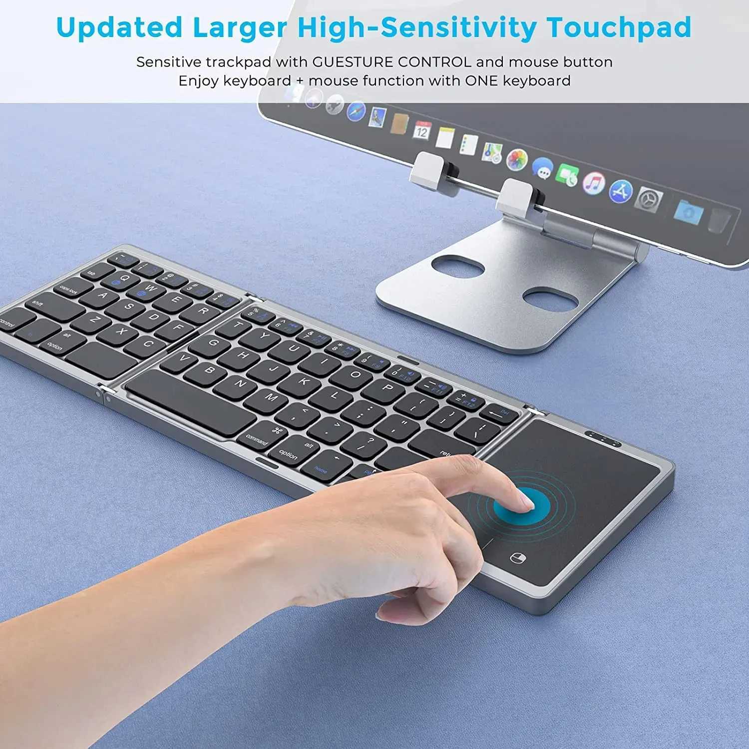 3 Folding Keyboard Dual wireless connections 5.1 Keyboard Rechargeable Portable Mini Touch Keyboard with Touchpad Suitable for Windows Android iOS X25