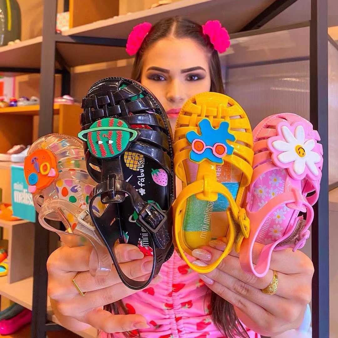Sandals 2022 new Melissa flower planet boys and girls woven hollow sandals Baotou jelly fragrant shoesY250315F4SW