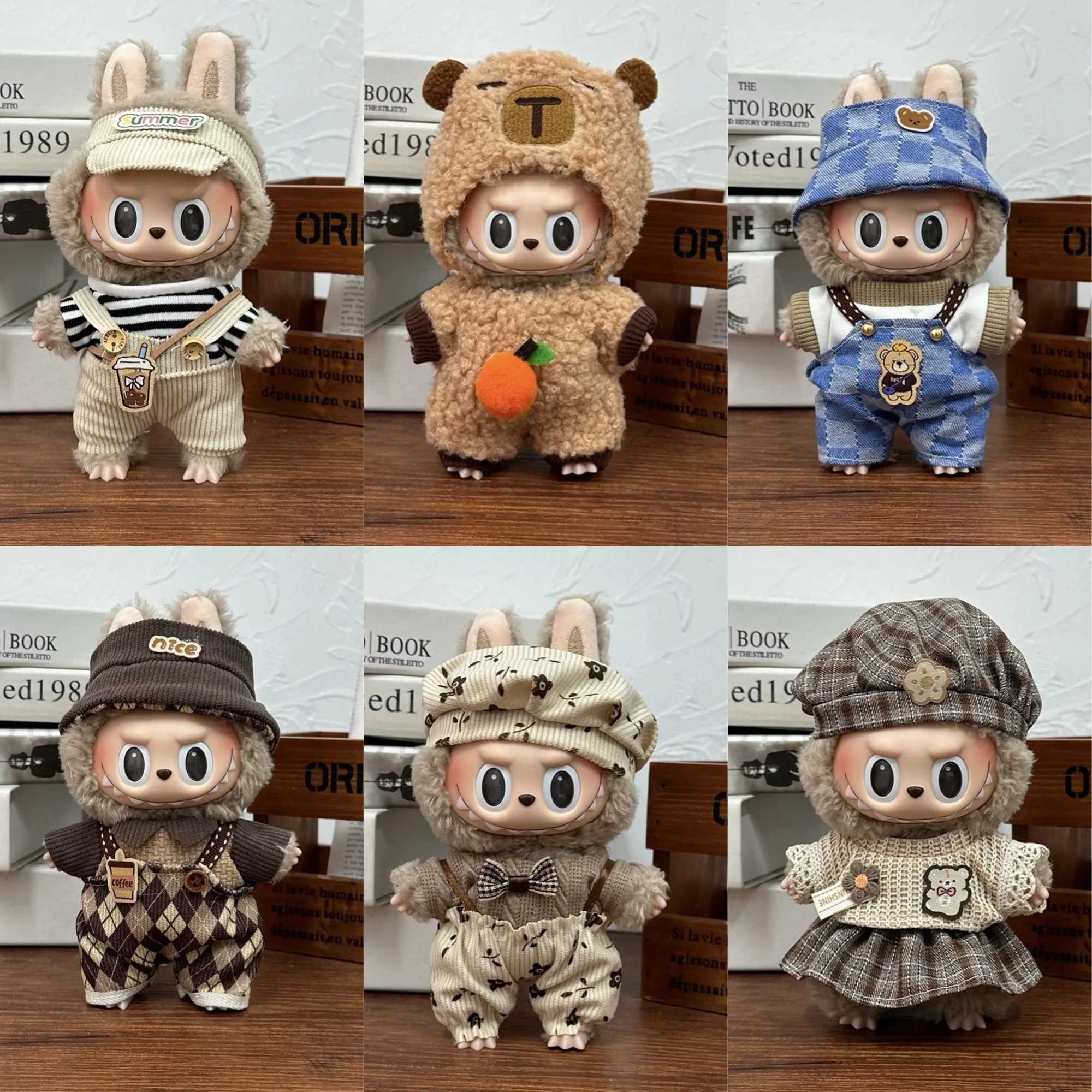 Fashion Clothes Ropa Labubu Clothes Outfit Doll Accessories For 15/17cm Labubu V2 V1 Plush Dolls Suspenders SuitT250313