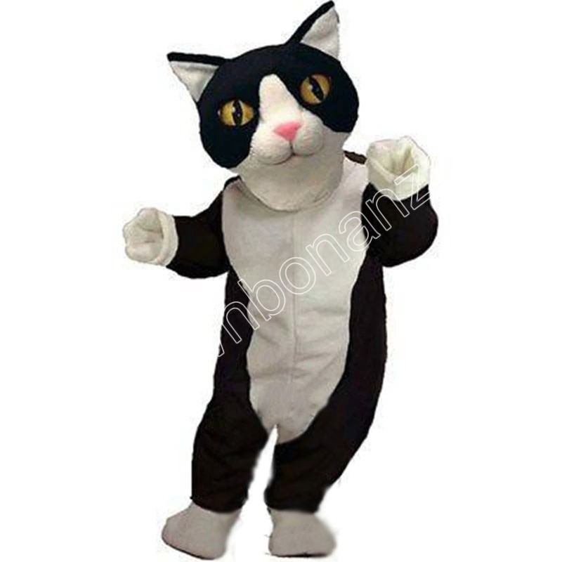 High Quality Black White Cat Mascot Costumes Cartoon Character Outfit Suit Xmas Outdoor Party Outfit Adult Size Promotional Advertising Clothings