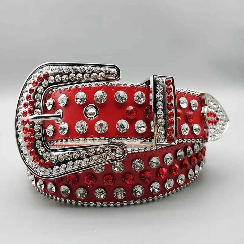 Warm jeans Rhinestone oversized belt mens belt western denim shiny rivet design leather hip-hop punk rock Y2K style belt X2503141