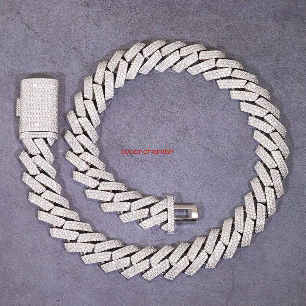 3rows 4rows 16mm 20mm Fine Jewelry S Sier Ice Out Moissanite Cuban k Chain Mans Hip Hop Necklace