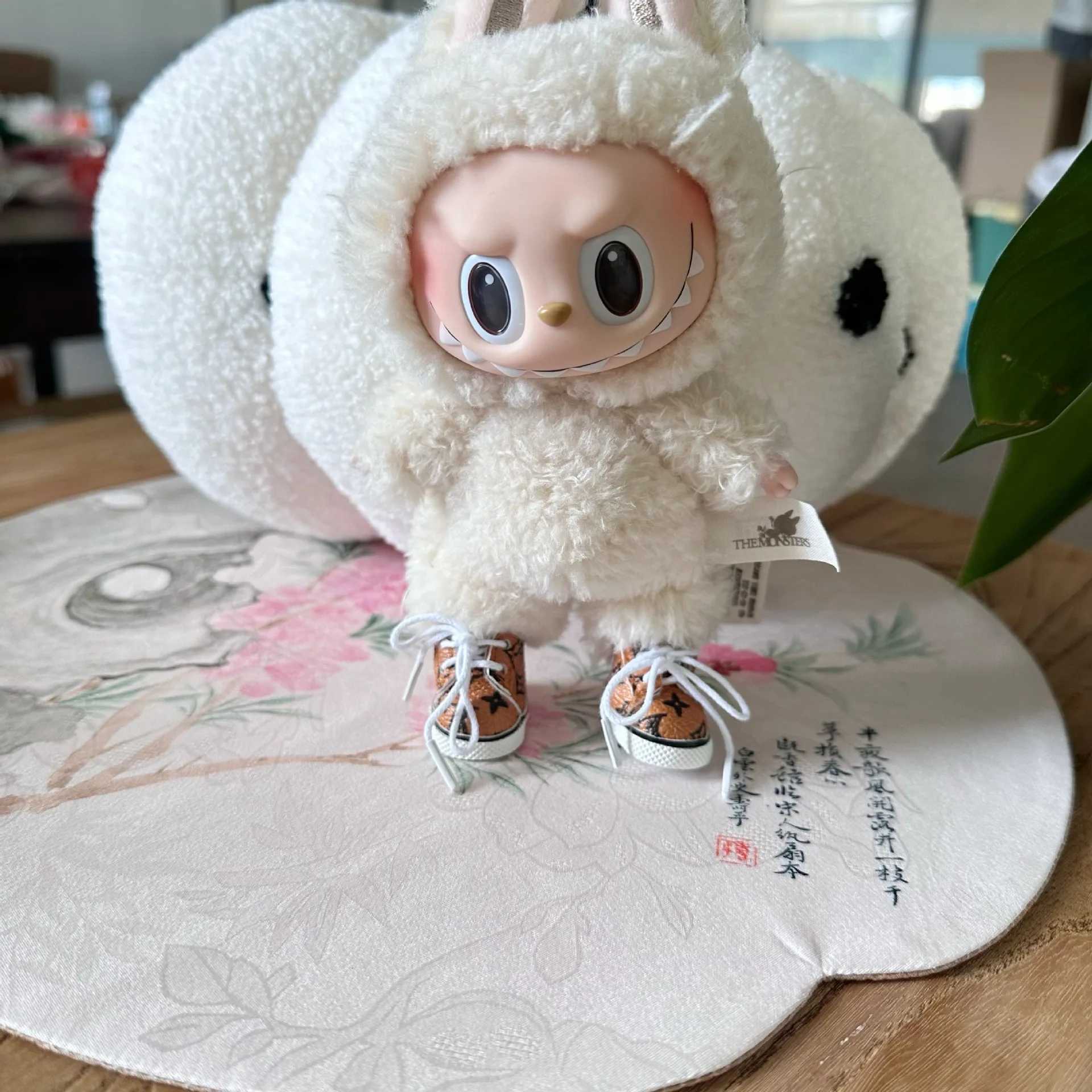 17cm Plush Dolls Clothes The Monster Labubu Outfit Accessories Clothing DIY Printing Lace Up Sneakers Casual Shoes Cool E14DT250313