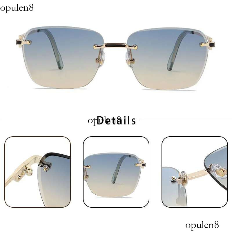 CATERSIDE New Pilot Rimless Sunglasses Men Gradient Sun Glasses Women Retro Business Shopping UV400 Lunette De Soleil Homme