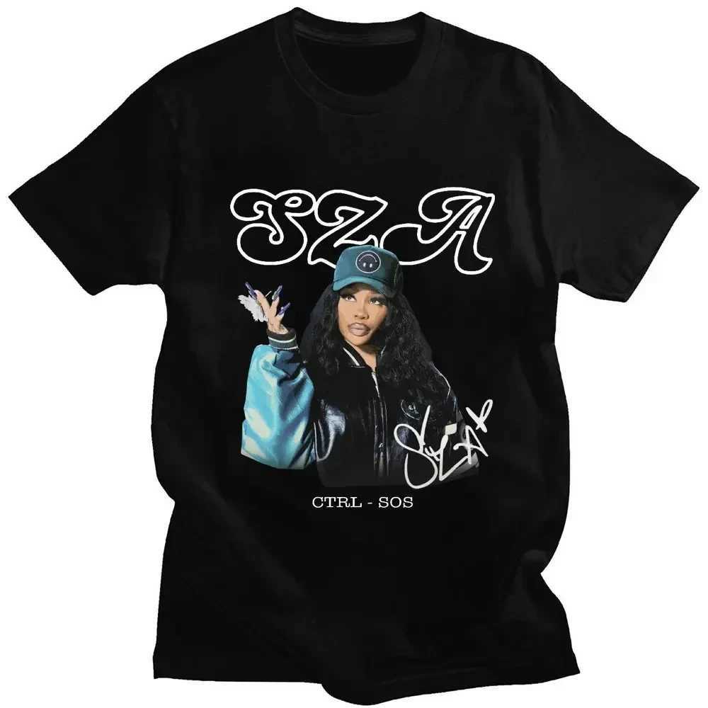 Rap singer SZA CTRL X SOS album printed T-shirt for women retro punk hip-hop Harajuku girl TShirt fashion T-shirt for women Top 70549 Y250314