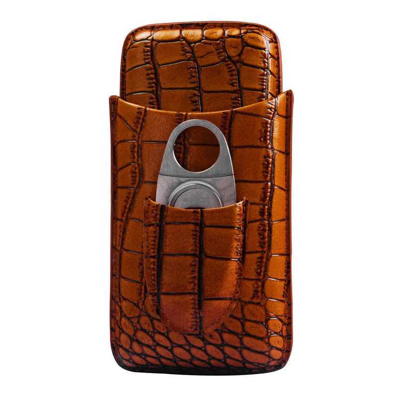 Portable Leather Cigar Case with Cutter 3 Tube Holder Humidor Travel Cigars Smoking Accessories ToolC250314