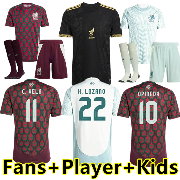 S-4XL Mexico 2024 Copa America RAUL CHICHARITO Soccer Jerseys 2023 LOZANO DOS SANTOS 24 25 H.LOZANO Men Kids Gold Cup Football Shirts Uniforms Fans Player Version