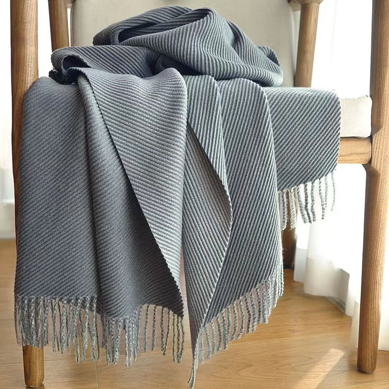 K124 Scarf women winter 2023 new Maillard high-grade Korean style two-color pleated finale scarf shawl dual-purpose