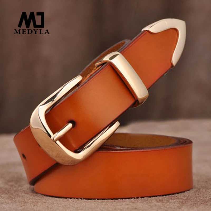 MEDYLA WENS genuine leather fashionable retro belt high-quality luxury brand womens alloy buckle casual jeans belt X250314